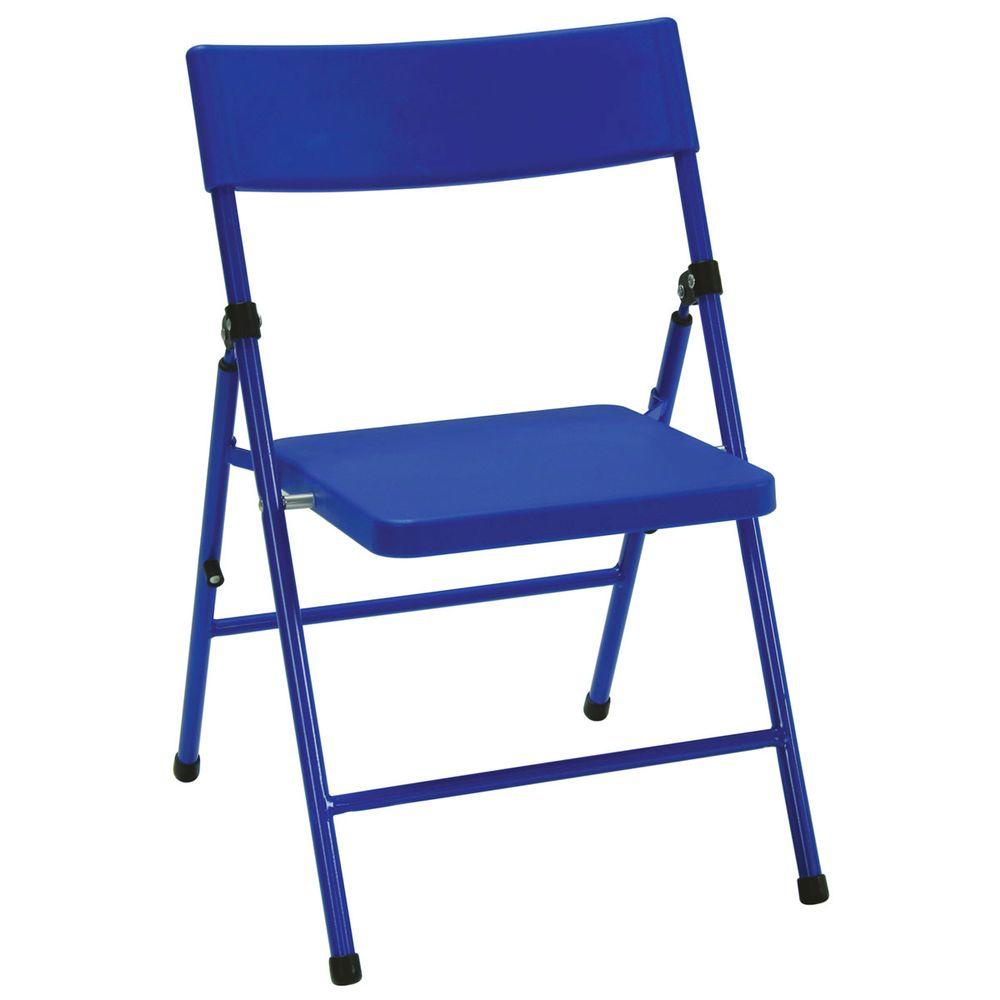 Cosco Blue Plastic Seat Kids Folding Chair Set Of 4 14301blu4e The Home Depot