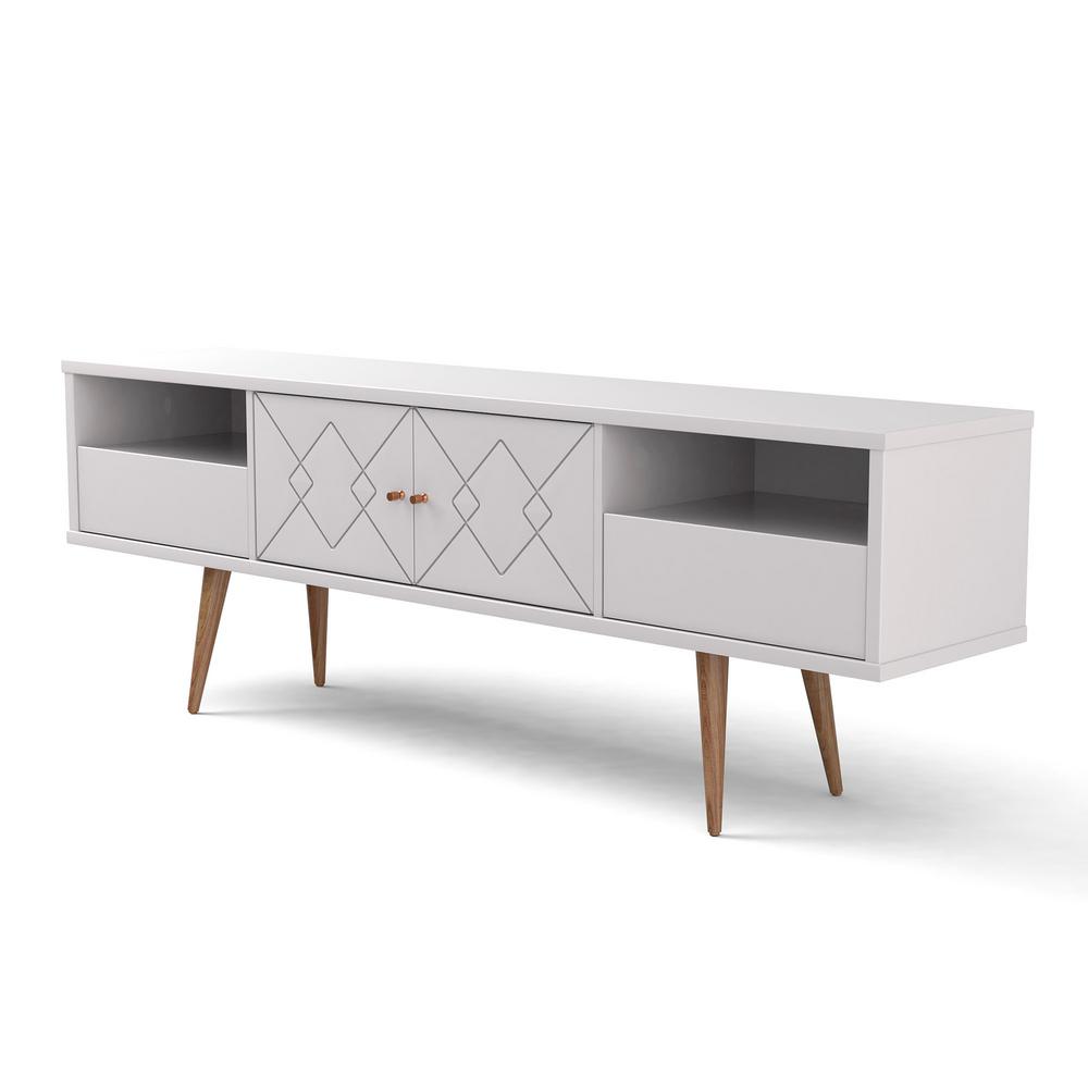 Manhattan Comfort Trinity 70 86 In White Gloss Mid Century Modern