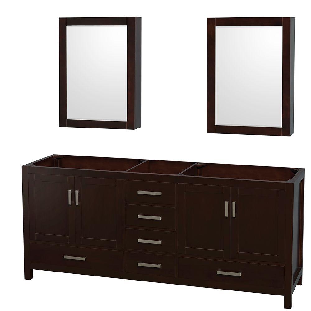Wyndham Collection Sheffield 80 In Double Vanity Cabinet With Wyndham Collection Sheffield 80 In Double Vanity Cabinet With Cine Cabinetirror Espresso