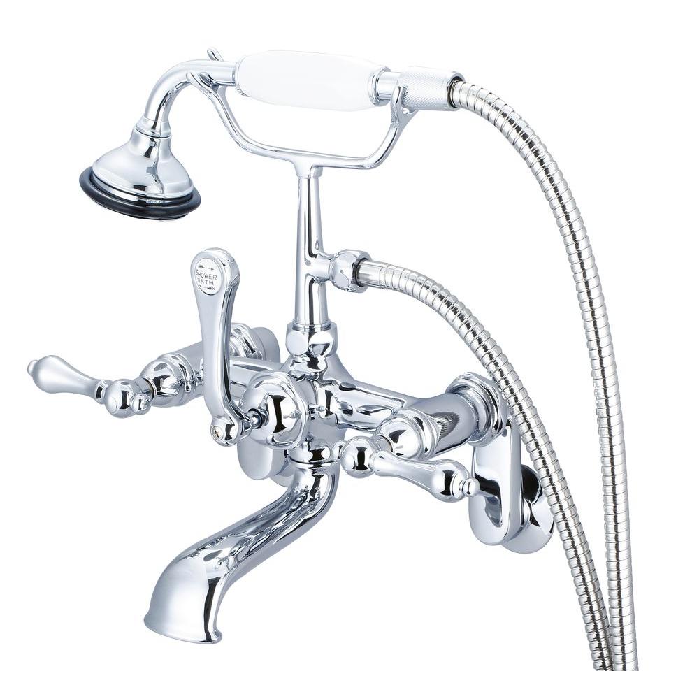 Water Creation 3 Handle Vintage Claw Foot Tub Faucet With Hand