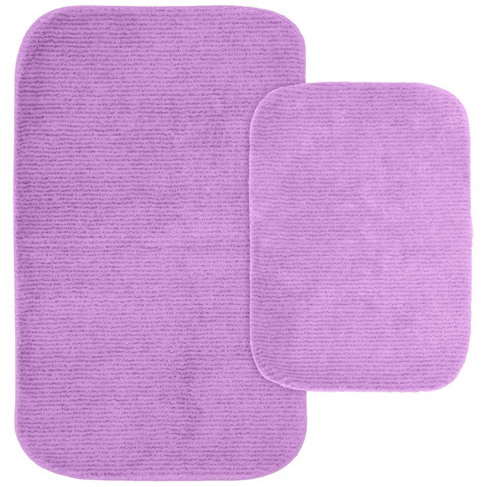 Garland Rug Glamor Purple 21 in. x 34 in. Washable Bathroom 2Piece Rug