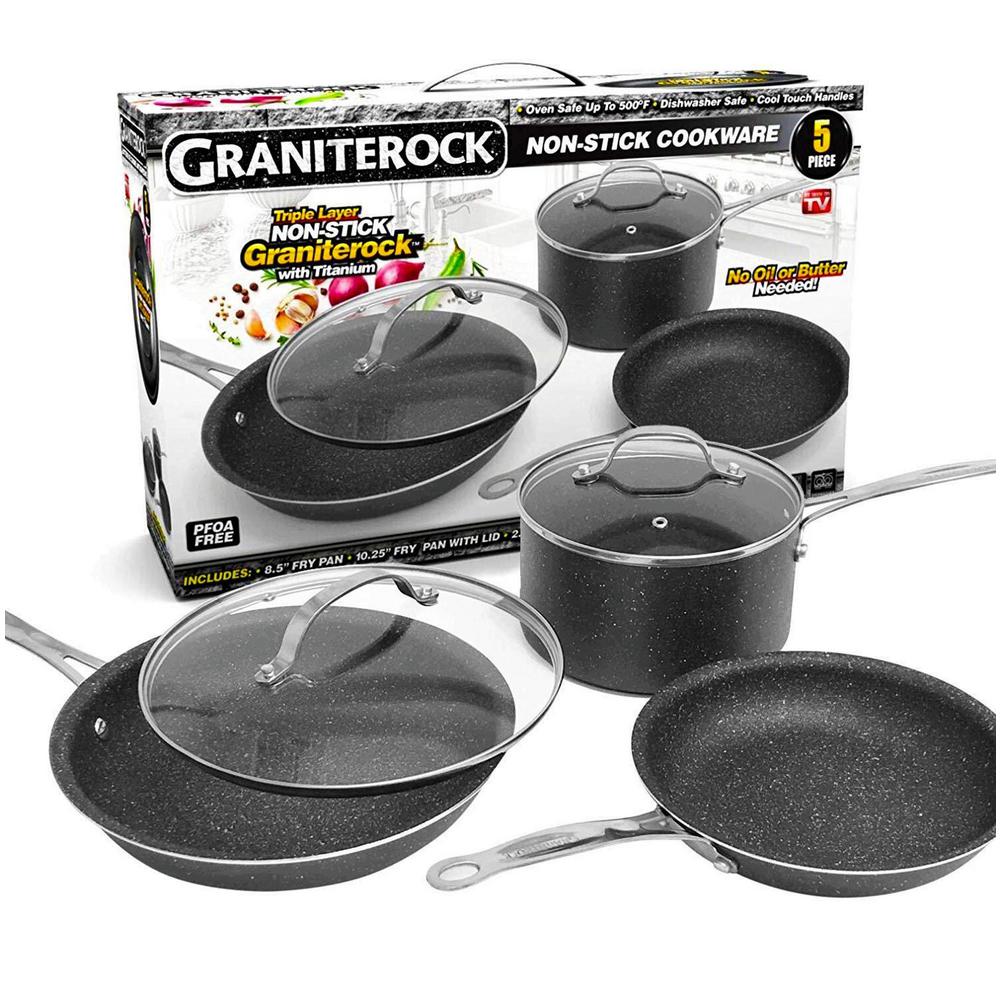 Non Stick Pressed Aluminum Triple Coated Graniterock Cookware Sets 2255 64 1000 