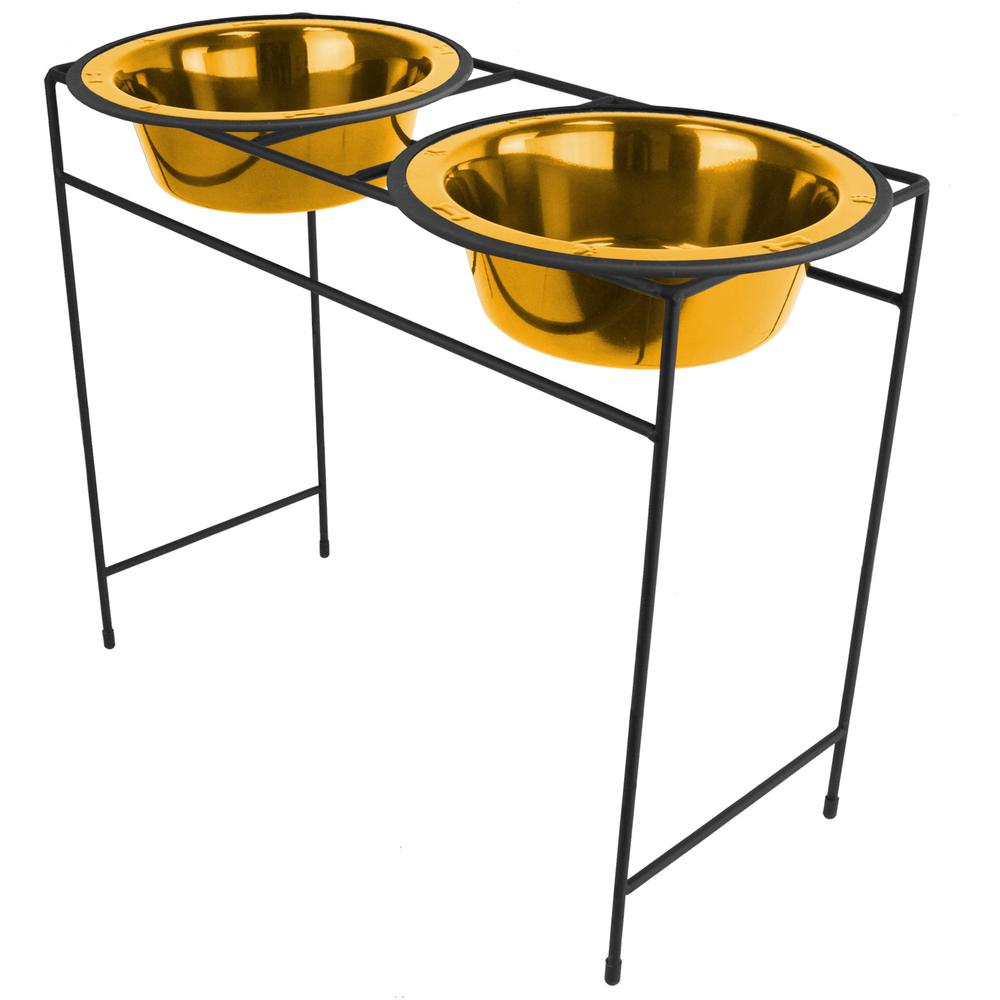 Platinum Pets 10 Cup Modern Double Diner Feeder with Dog Bowls, 24K Gold by Platinum Pets