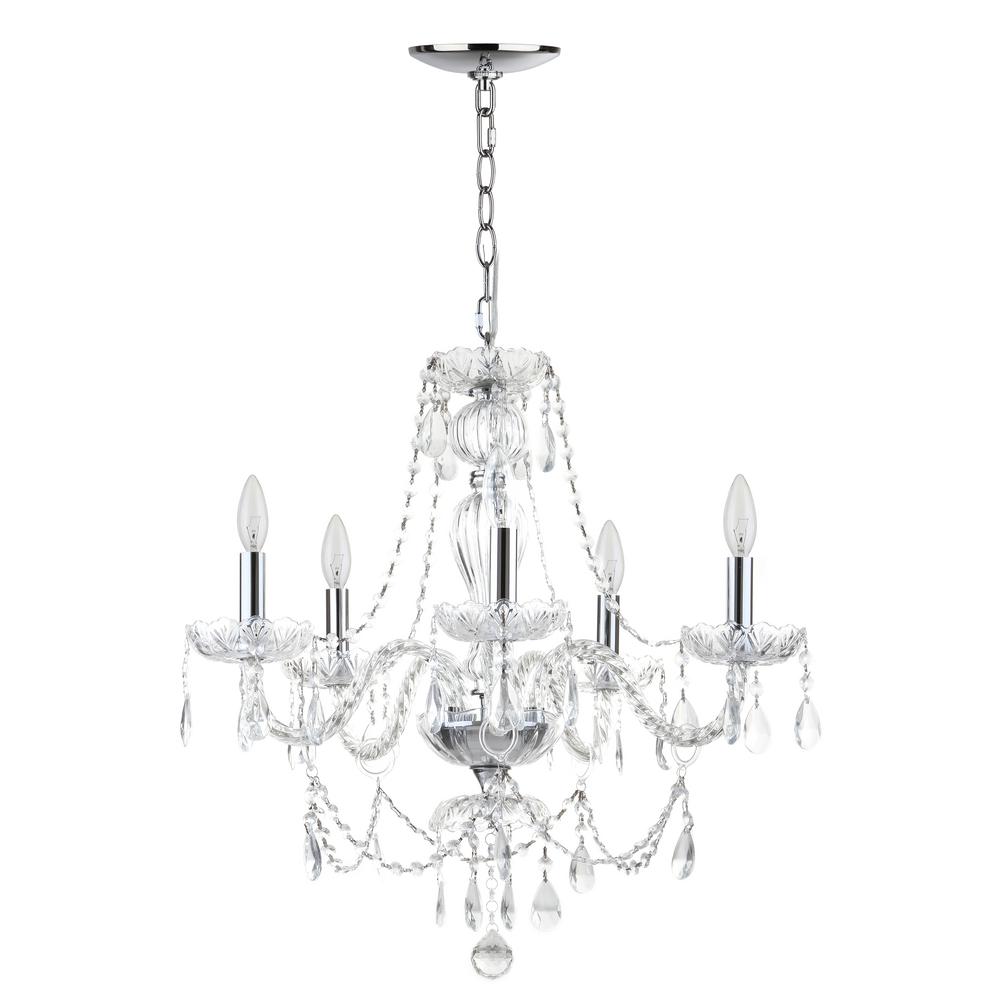 Safavieh Jingle 5 Light Chrome Clear Chandelier