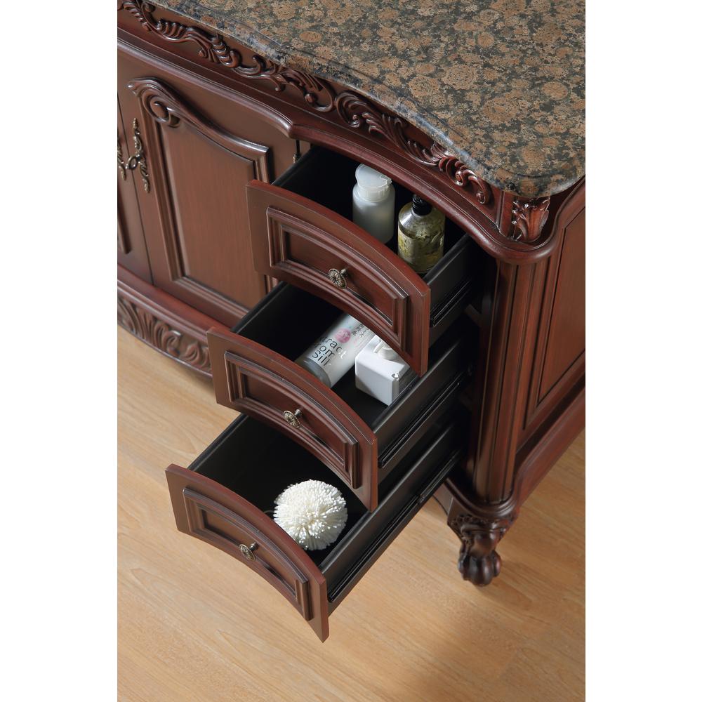 Stufurhome Princeton 56 In Vanity In Dark Cherry With Granite Vanity Top In Baltic Brown With White Under Mount Sink Gm 5110 56 Bb The Home Depot