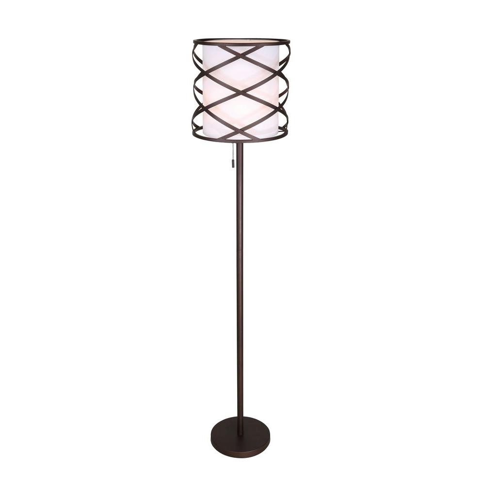 Hampton Bay 72 75 In Bronze Floor Lamp With White Alabaster Shade Oil Rubbed Bronze Floor Lamp With White Fabric Shade