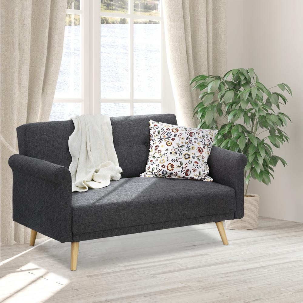 Furinno Retro Vintage Dark Gray Loveseat Sofa Sf809n3dgy