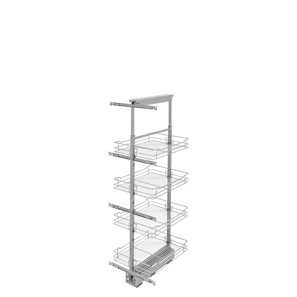 Rev A Shelf 16 In Chrome 4 Basket Pull Out Pantry With Soft Close