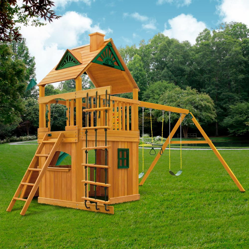 swing set with house