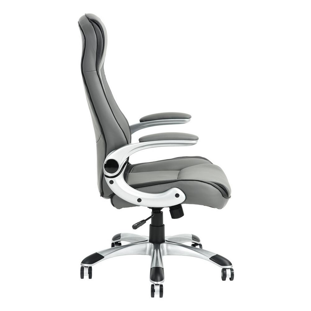 Furniturer Grey Office Chair Ergonomic Swivel Computer Chair Flip Up Arms With Lumbar Support Adjustable Height Task Chair Anniston V1 Grey The Home Depot