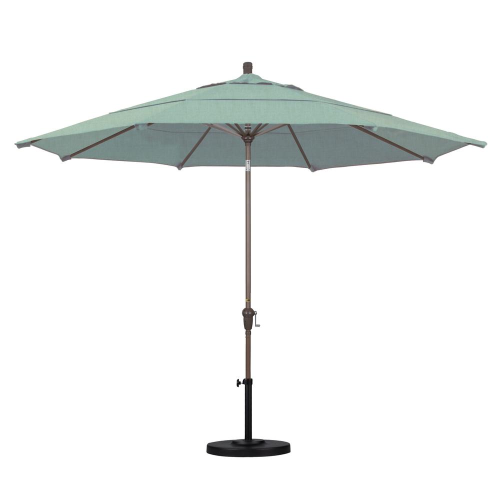 California Umbrella 11 Ft Champagne Aluminum Market Patio Umbrella With Auto Tilt Crank Lift In Spa Sunbrella Sdau118900 5413 Dwv The Home Depot