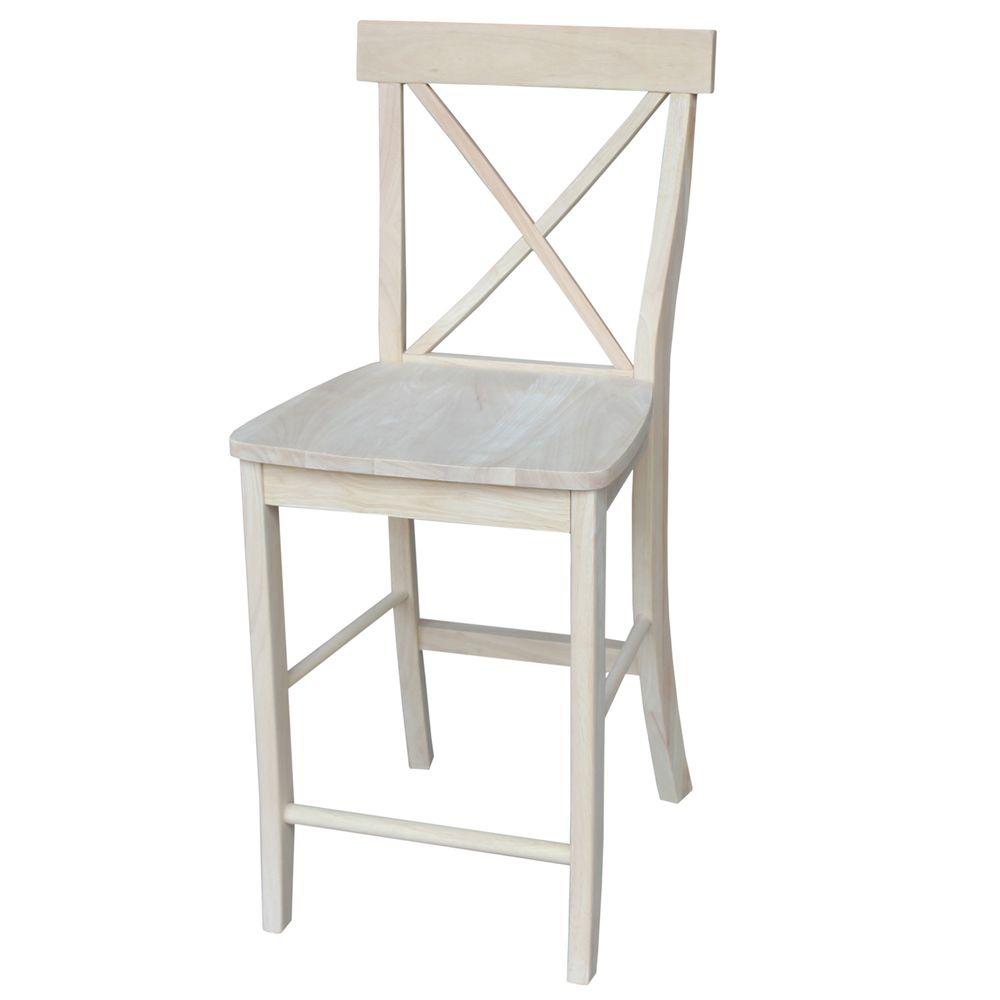International Concepts 30 in. Unfinished Wood Bar Stool 1S ...