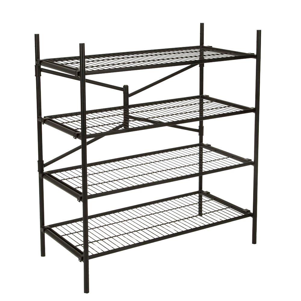 Cosco 43 In W X 48 In H X 21 In D 4 Shelf Steel Folding Shelving   Black Cosco Freestanding Shelving Units 66714blk1e 64 1000 