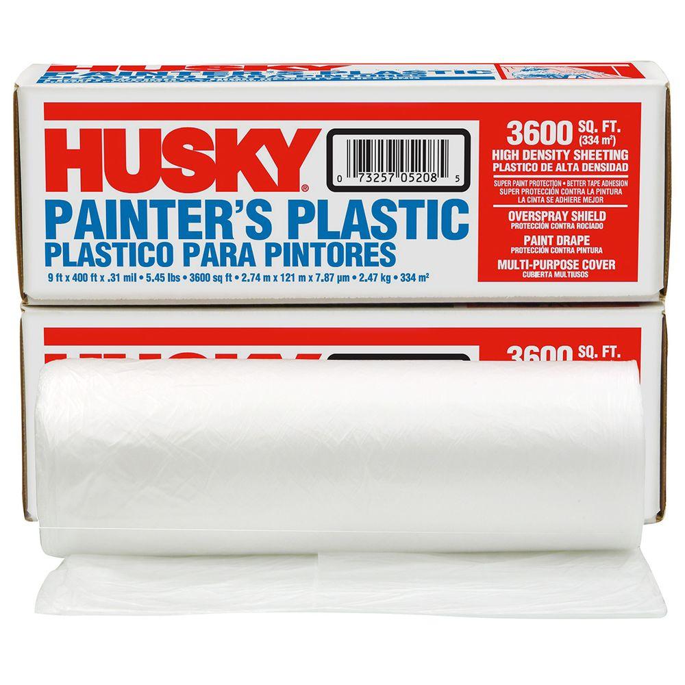 plastic husky clear sheeting painter mil rolls pallet depot ft homedepot