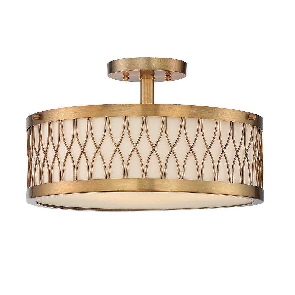 Filament Design 3 Light Warm Brass Semi Flush Mount With Pale
