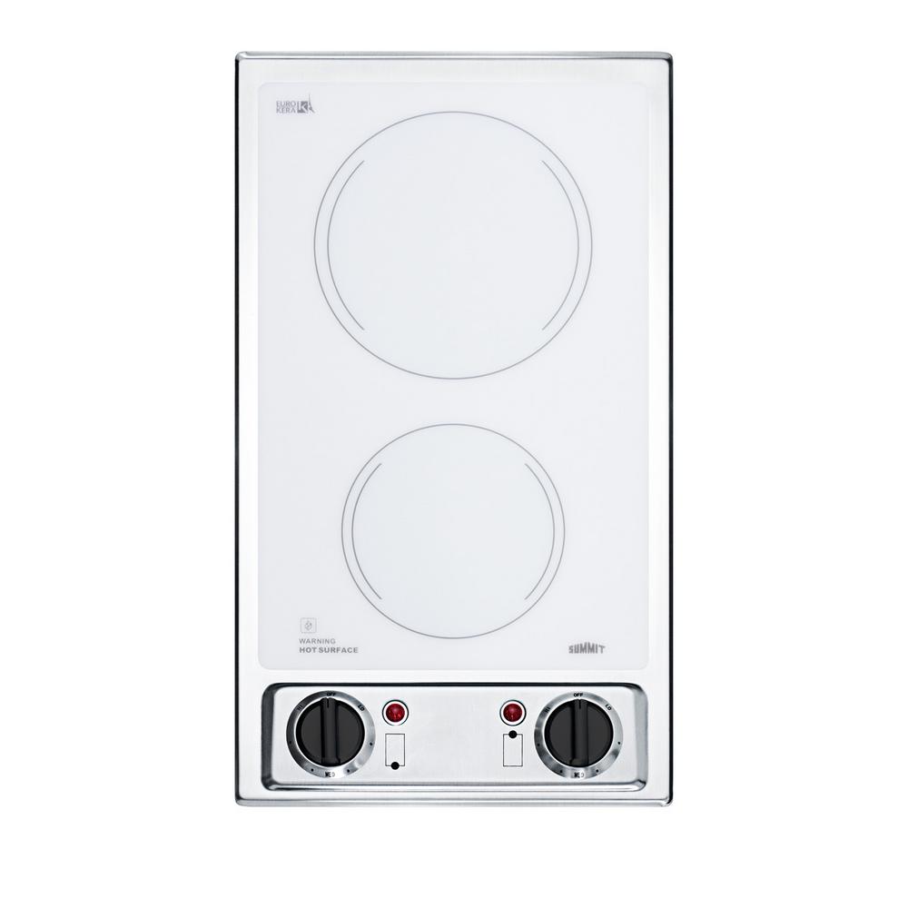 Summit Appliance 12 In Radiant Electric Cooktop In White With 2