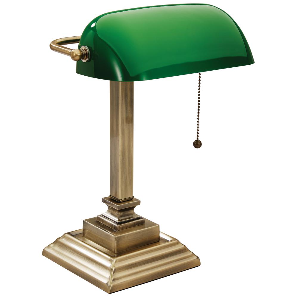 Victory Lighting Llc 15 In. Brass Indoor Bankers Lamp With Usb Port 