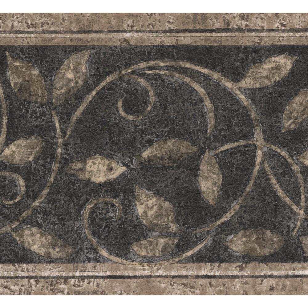 Abstract Damask Beige Vines Black Vintage Prepasted Wallpaper Border Abstract Damask Beige Vines Black Vintage Prepasted Wallpaper Border