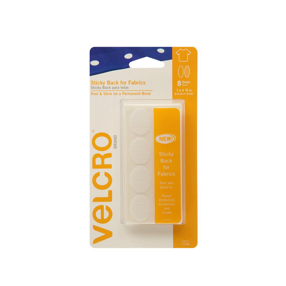 VELCRO Brand Sticky Back for Fabrics Ovals, White (8Count)91873 The