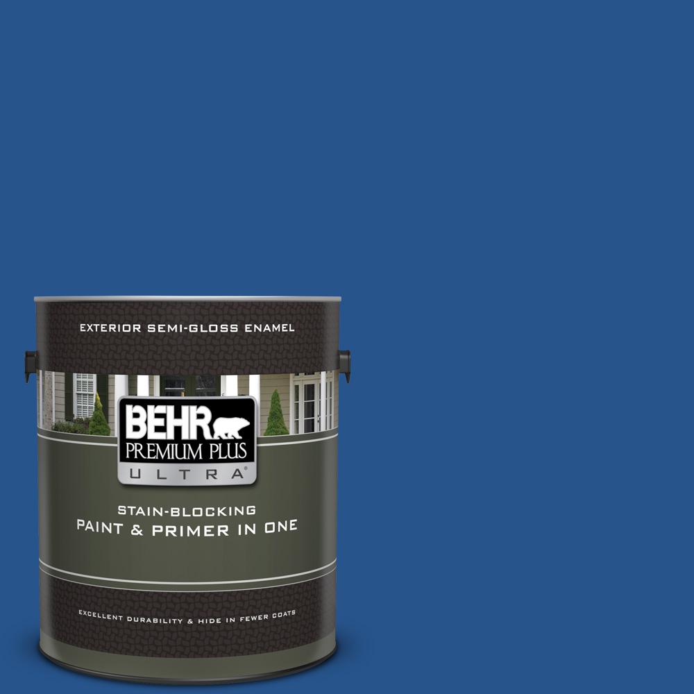 Behr Premium Plus Ultra 1 Gal Ppu15 03 Dark Cobalt Blue Semi Gloss Ppu15 03 Dark Cobalt Blue Semi Gloss Enamel Exterior Paint
