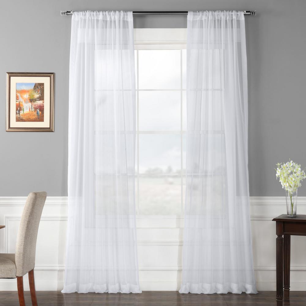 Exclusive Fabrics & Furnishings Solid Voile Poly Sheer Curtain in White ...