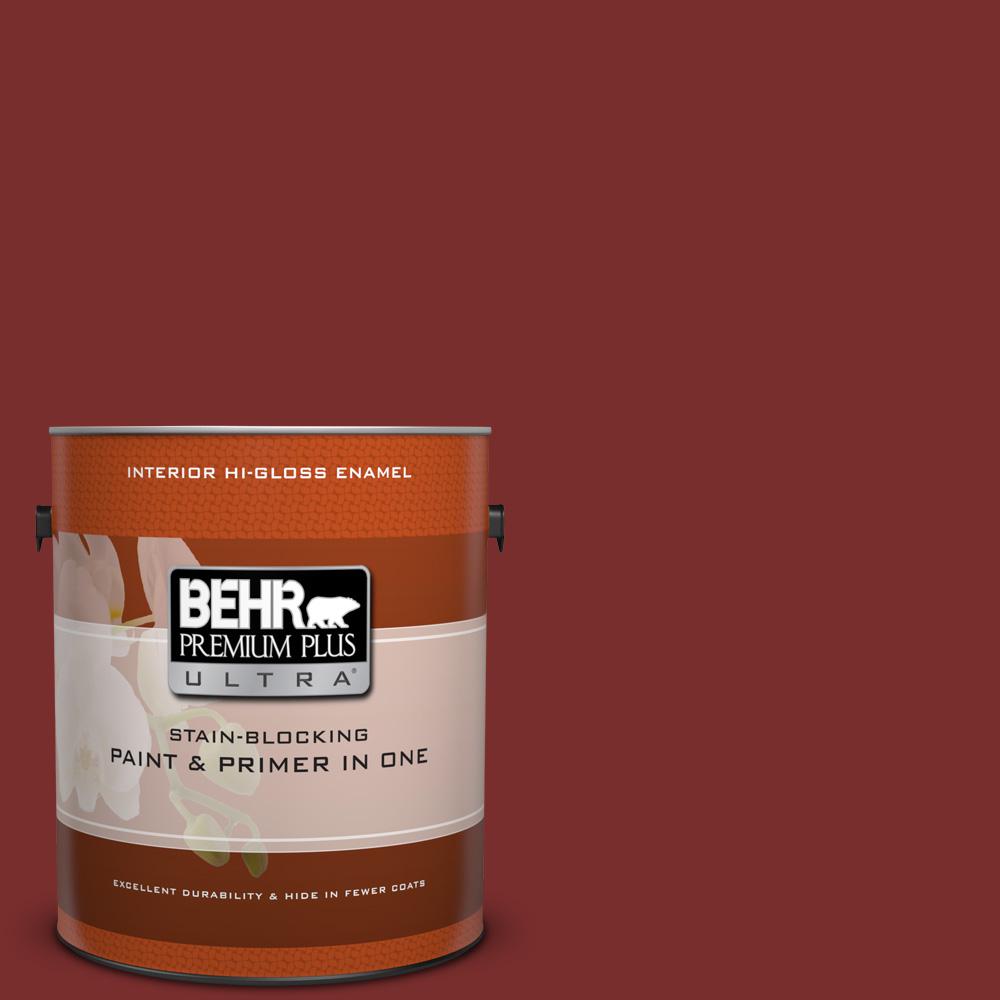 Behr Premium Plus Ultra 1 Gal Ppu2 02 Red Pepper Hi Gloss Enamel Ppu2 02 Red Pepper Hi Gloss Enamel Interior Paint And Primer In One