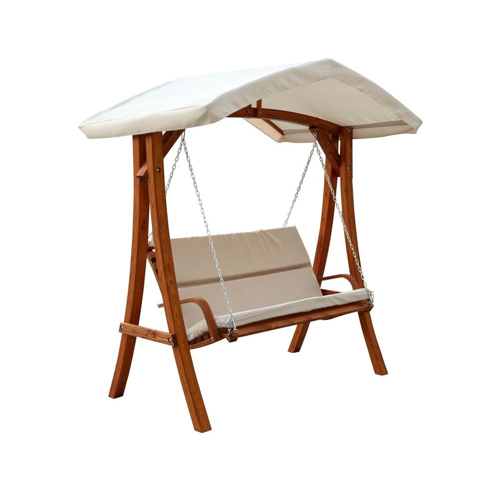 Leisure Season Wooden Patio Swing Seater with Canopy ...