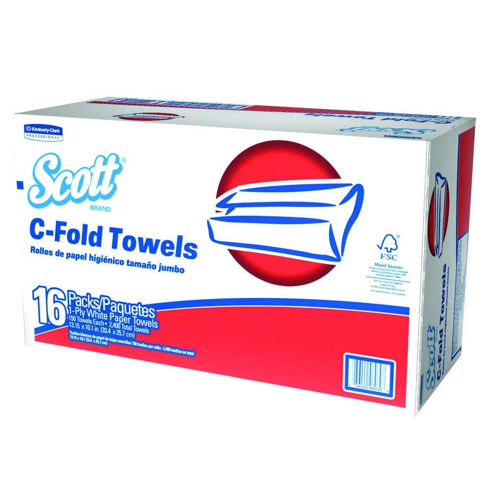 Scott White C-Fold Paper Towels (Case of 16)-08030 - The Home Depot