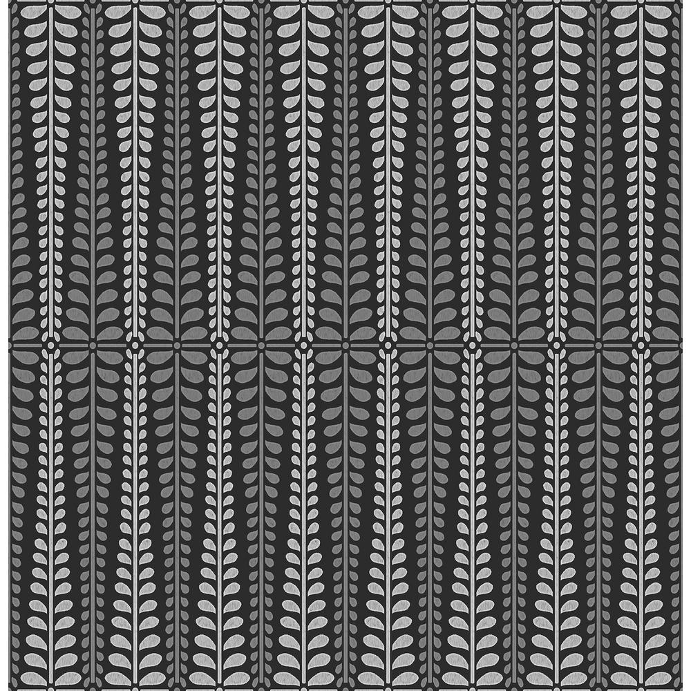 Non Pasted Fl Black Wallpaper Home Decor The Depot Stellar