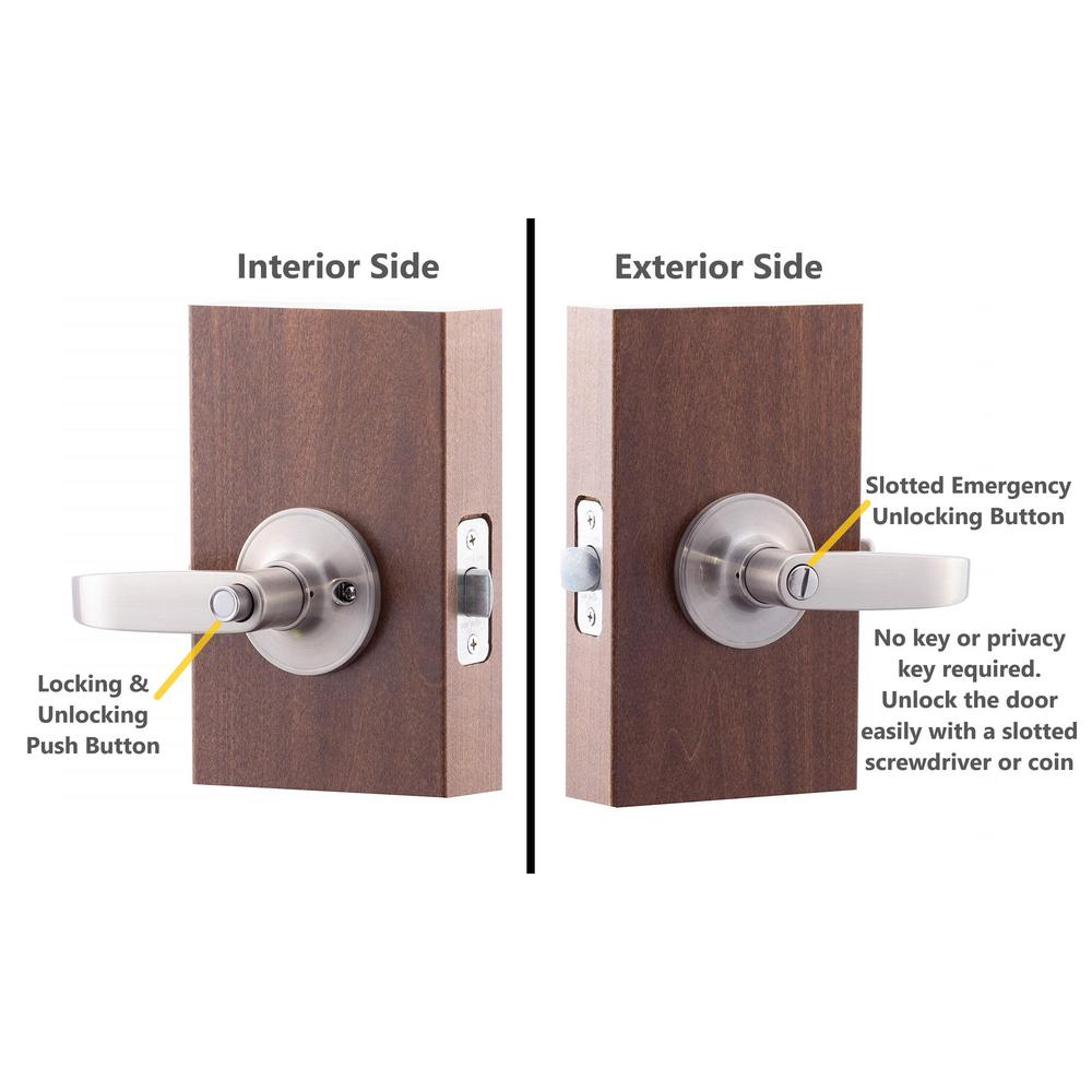 Copper Creek Erin Satin Stainless Privacy Bed Bath Door Lever