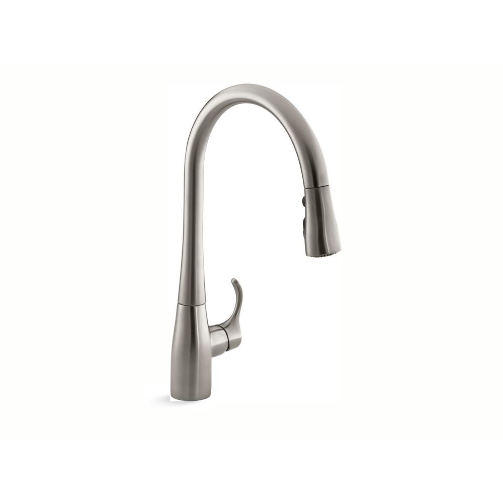 Kohler Simplice Single Handle Pull Down Sprayer Kitchen Faucet With Docknetik And Sweep Spray In Vibrant Stainless K 596 Vs The Home Depot