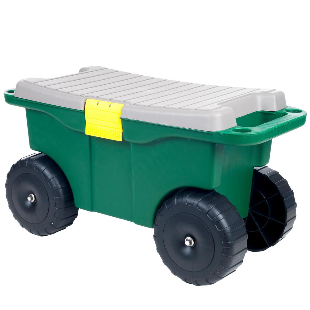 Pure Garden 20 In Plastic Storage Cart And Scooter Hw155044 Plastic Garden Storage Cart And Scooter