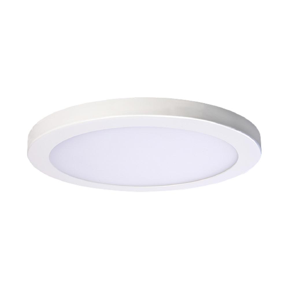 Round Slim Disk Length 11 in. White New Construction Recessed