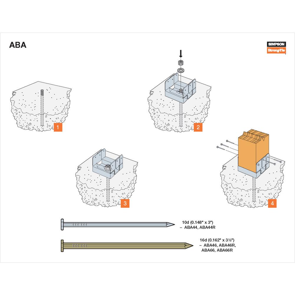 Simpson Strong Tie ABA46Z Z-Max Standoff Post Base