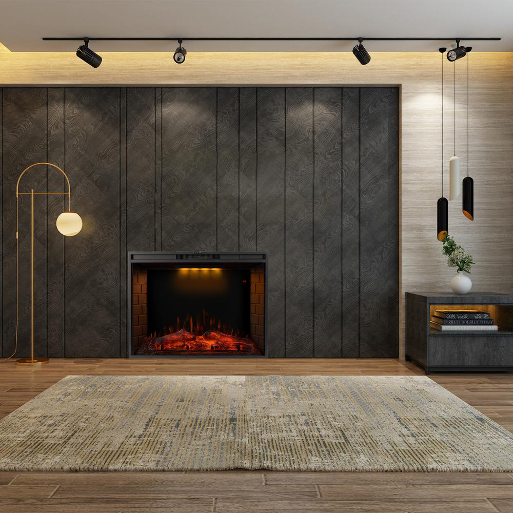 Fireplace Lighting - Boyel Living 33 In Led Recessed Electric Fireplace With 3 Top Light Colors Remote Control Adjustable Heating 1500 Watt In Black Tr 83633in The Home Depot