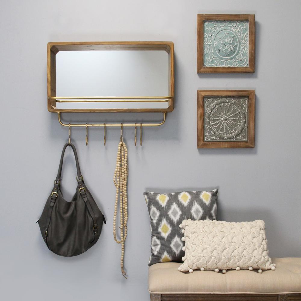 Stratton Home Decor Madison Mirror With Shelf And Hooks S16081 Stratton Home Decor Madison Mirror With