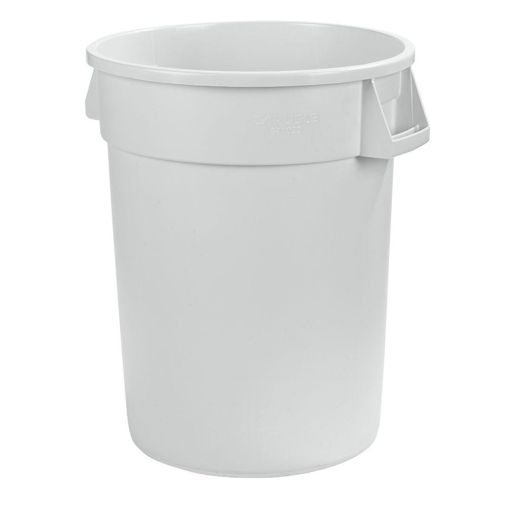 Carlisle Bronco 55 Gal. White Round Trash Can (2-Pack)-34105502 - The