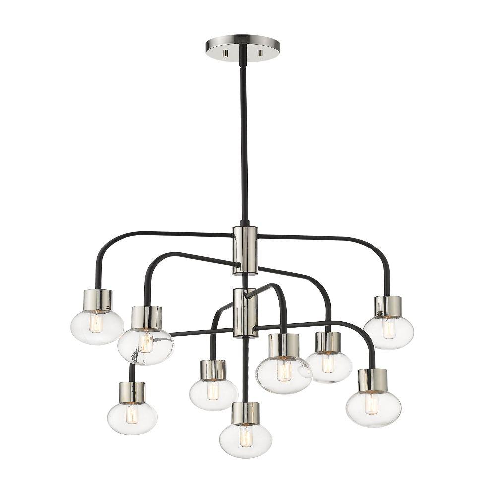 Filament Design 9 Light Matte Black And Polished Nickel Chandelier