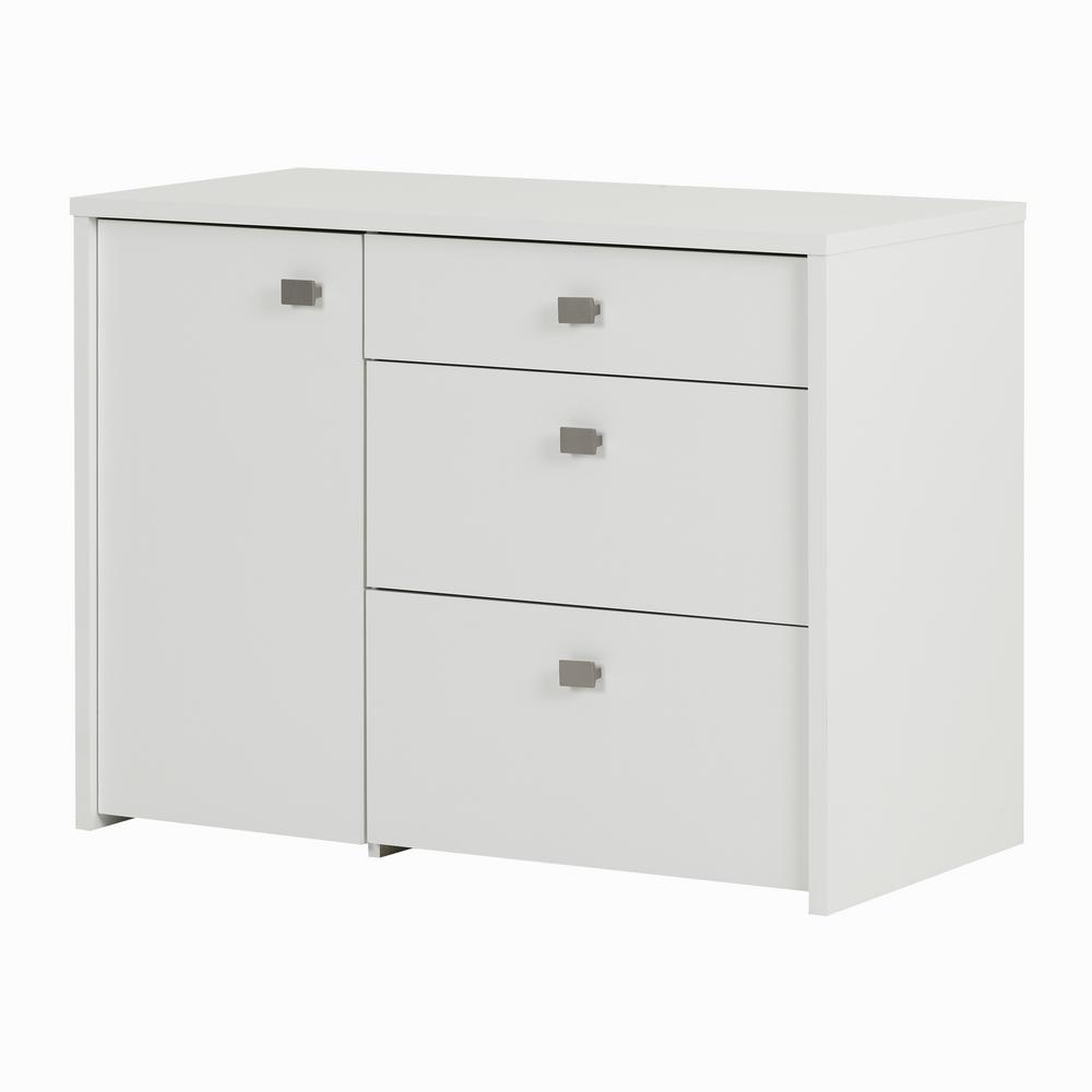 South Shore Interface Pure White Storage Unit Cabinet With File Drawer 10538 The Home Depot