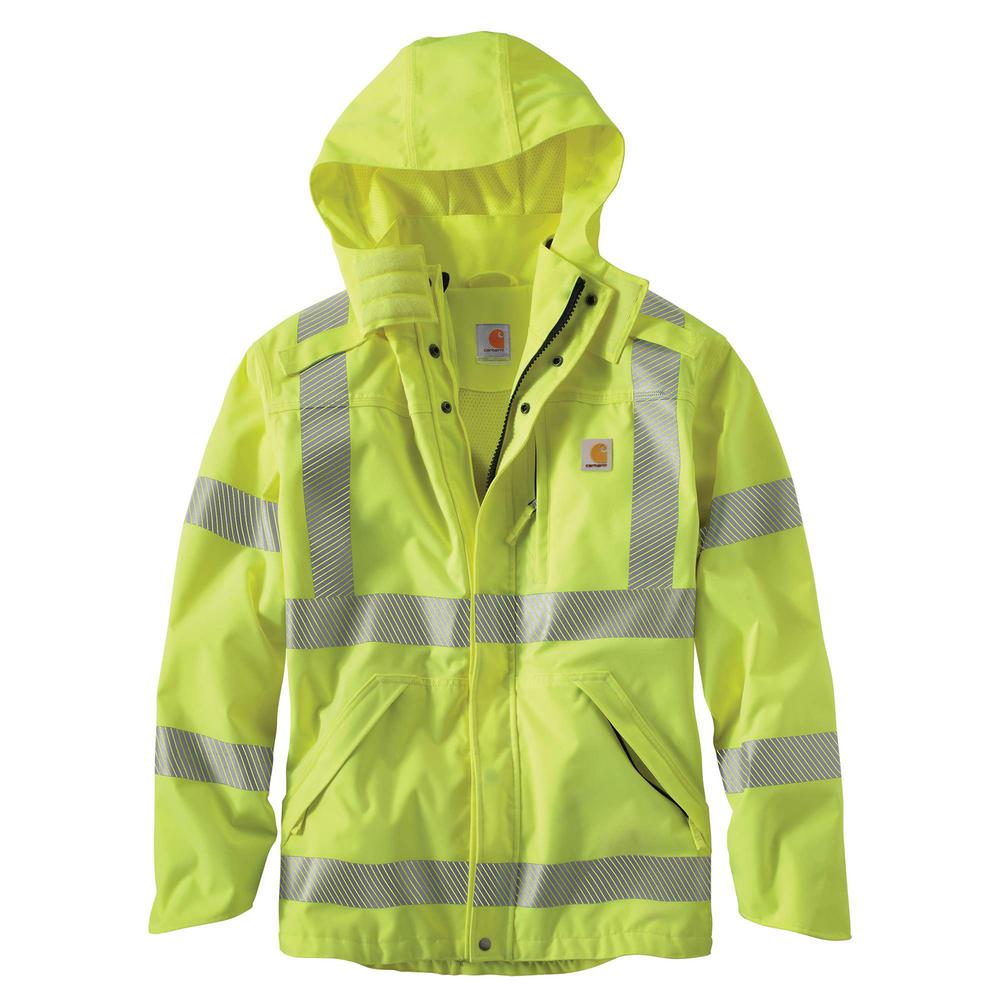 Brite Safety Hi Vis Classic Raincoat High Visibility Rain Gear for Men and Women Waterproof Hooded Rainwear Yellow,Large