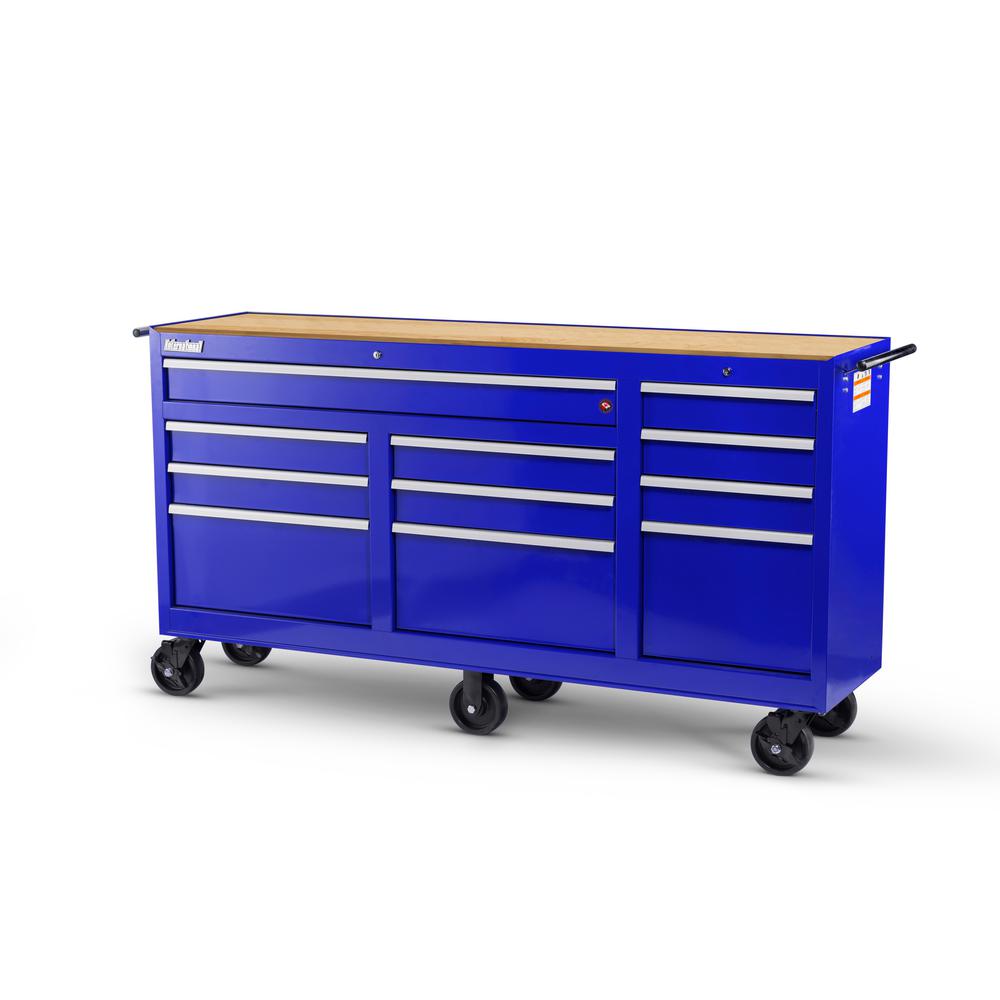 International Tool Chests Storage The Home Depot 11 Drawer Cabinet With Wood Top Blue