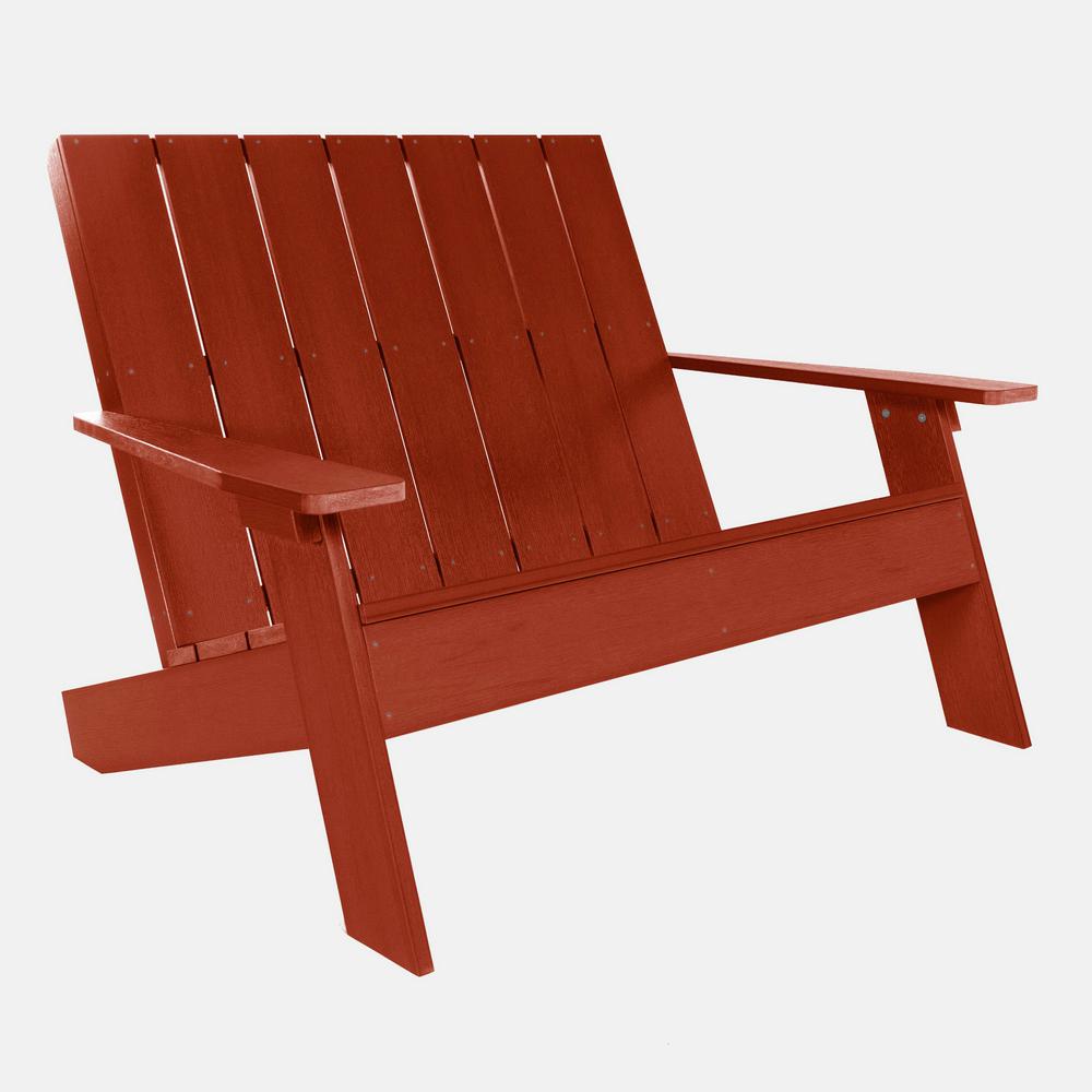 Highwood Barcelona Double Wide Modern Rustic Red Plastic Adirondack