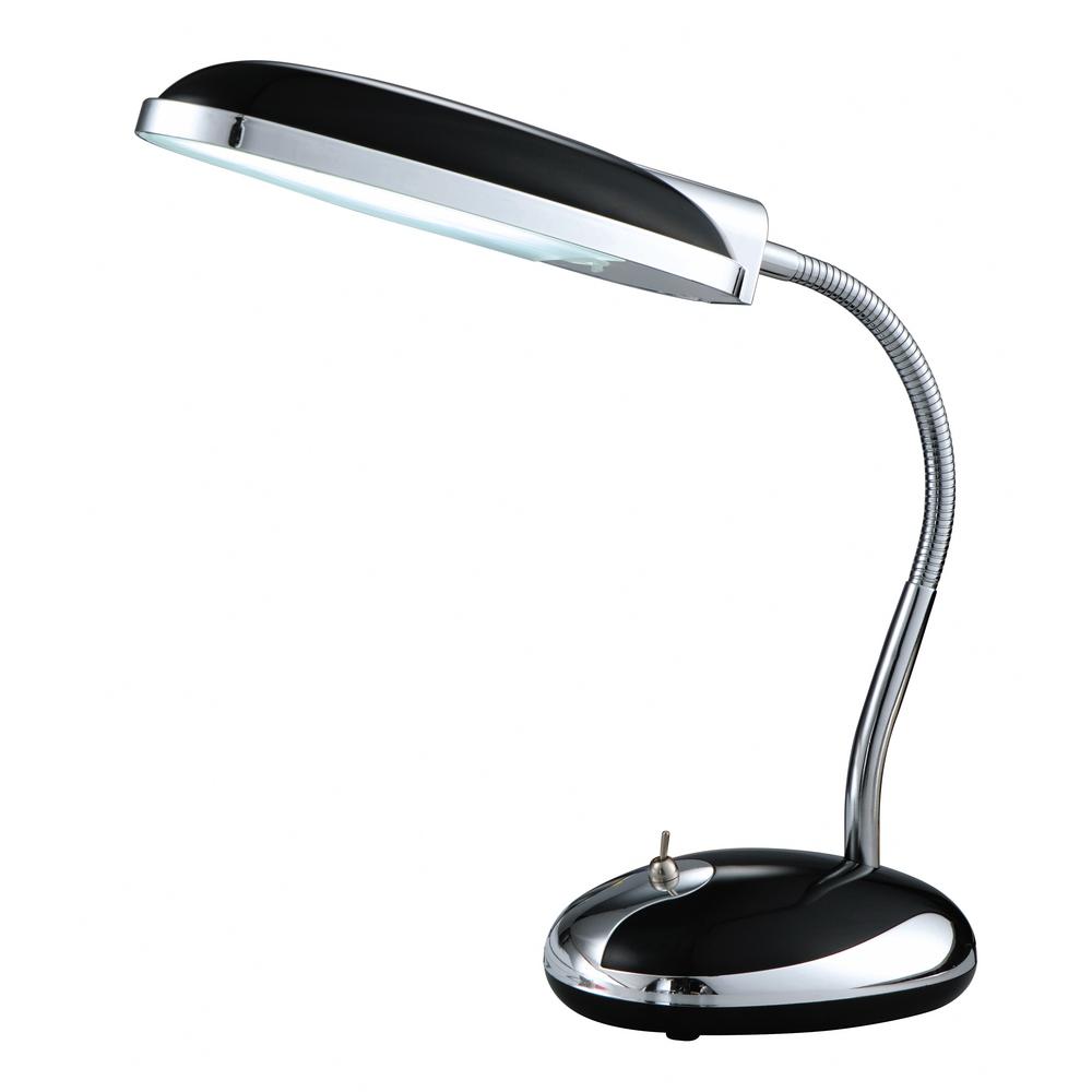 Normande Lighting 15 In Black Fluorescent Desk Lamp With Chrome