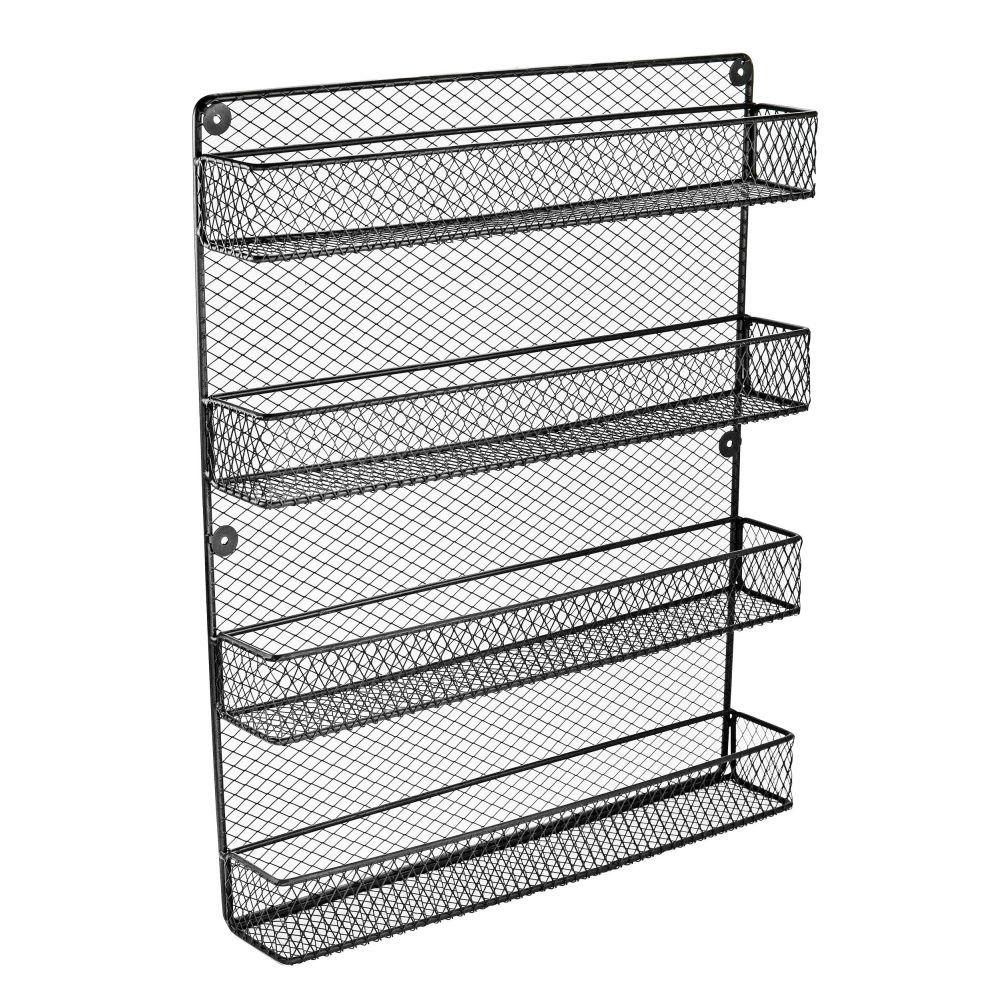 Southern Homewares 4 Shelf Black Wall Mount Spice Rack Organizer