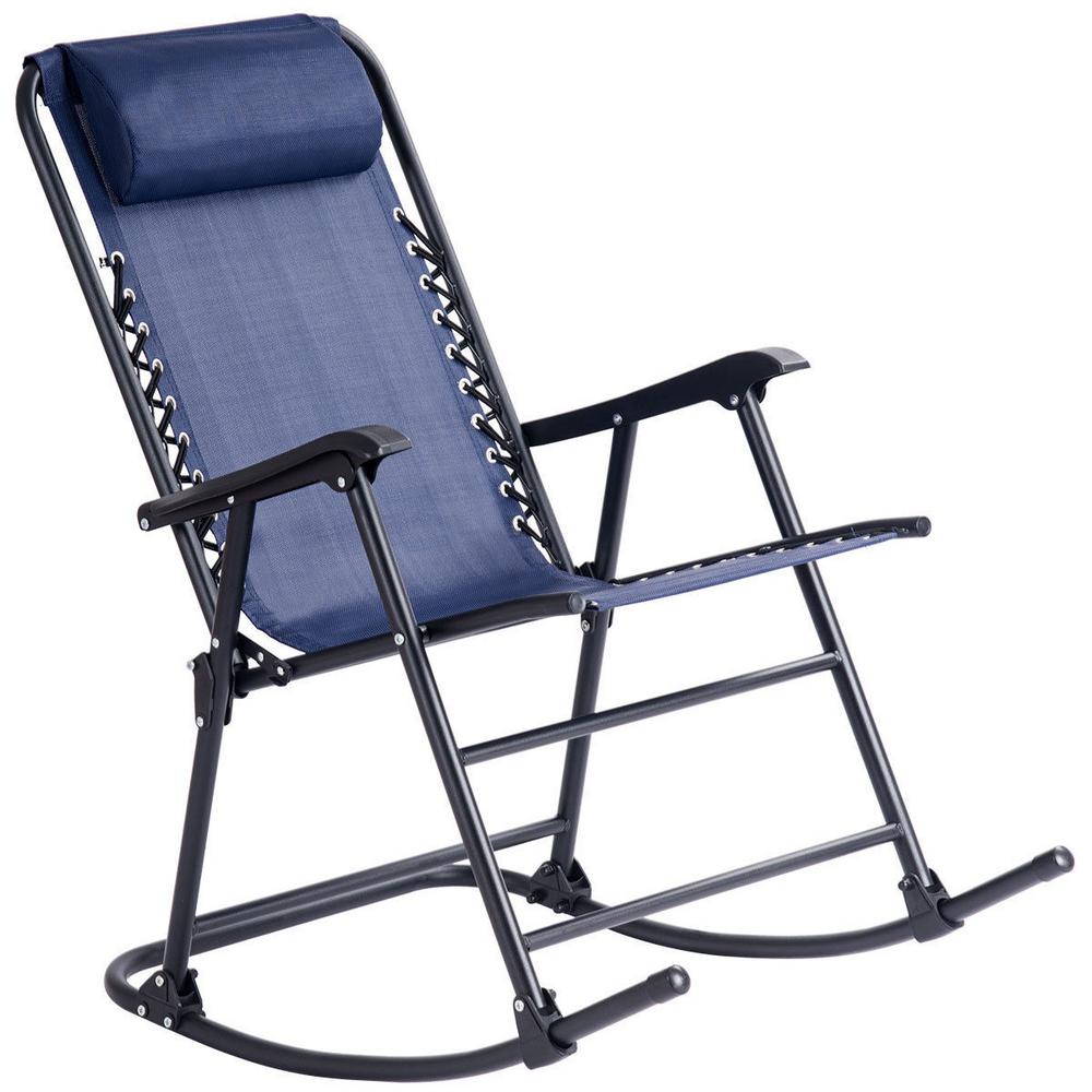 CASAINC Headrest Folding Zero Gravity Metal Outdoor Rocking Chair in