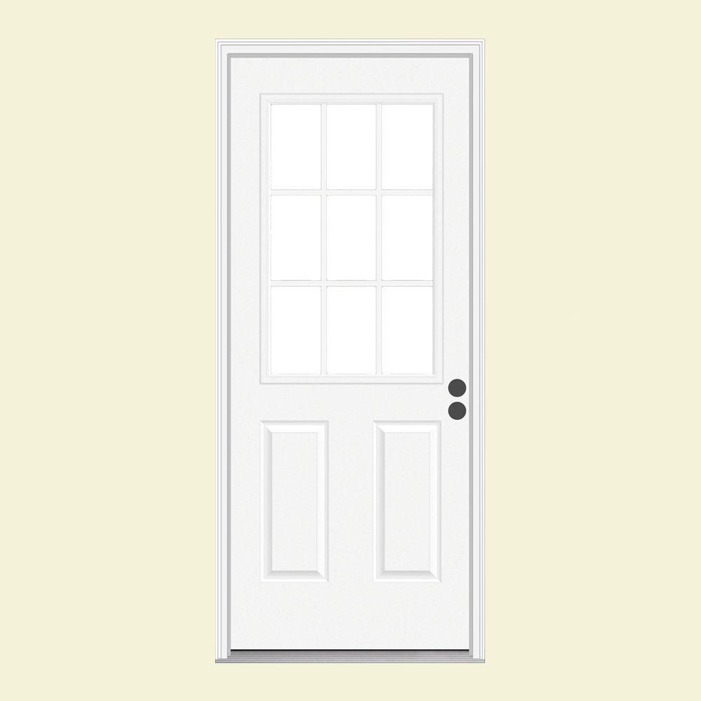 JELDWEN 36 in. x 80 in. 9 Lite Primed Fiberglass Prehung JELDWEN 36 in. x 80 in. 9 Lite Primed Fiberglass Prehung