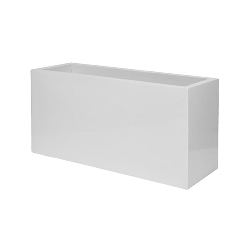 Vasesource 16 in. x 20 in. Shiny White Fiberstone Rectangular Planter