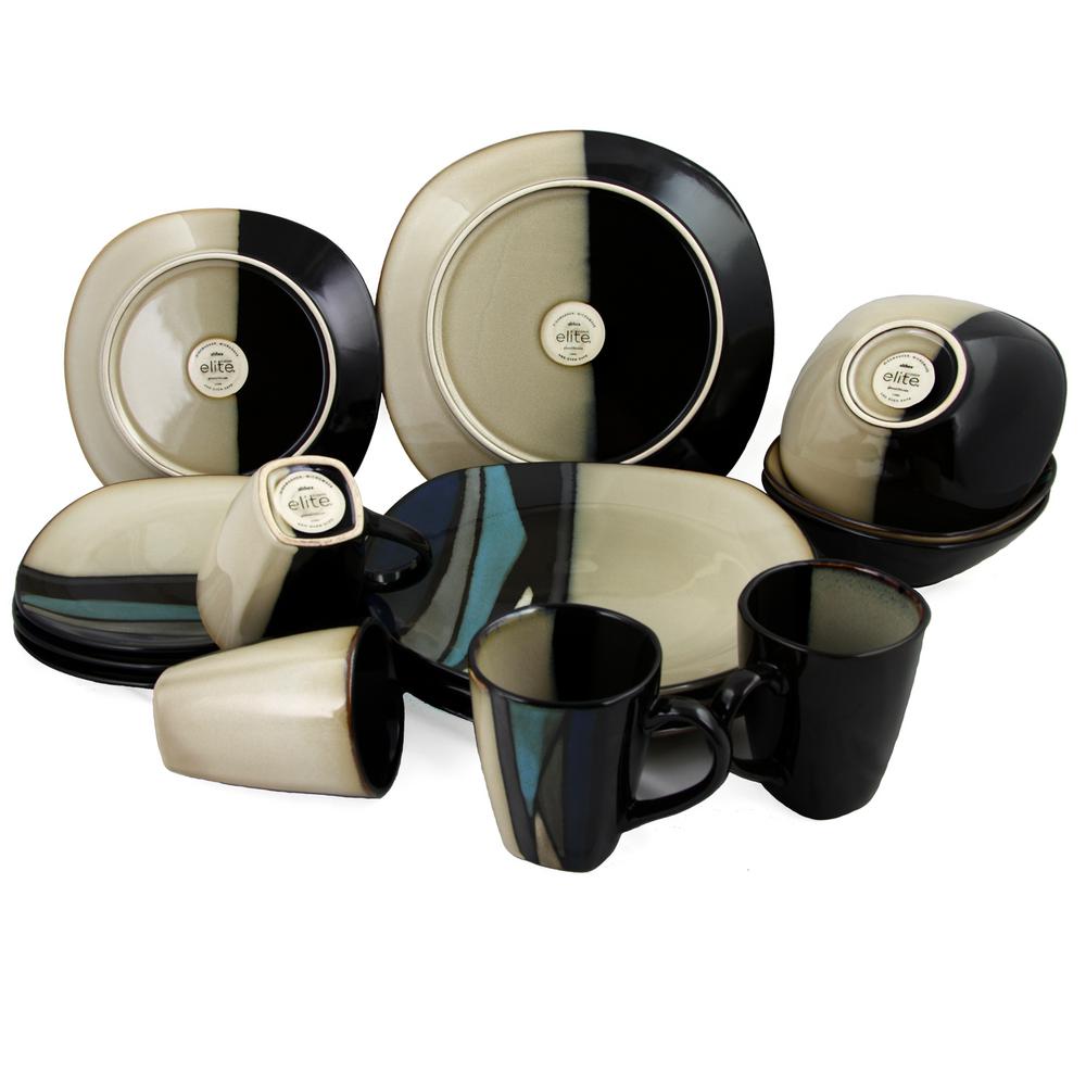 Gibson Elite Althea Teal Dinnerware Set Stoneware Material Microwave