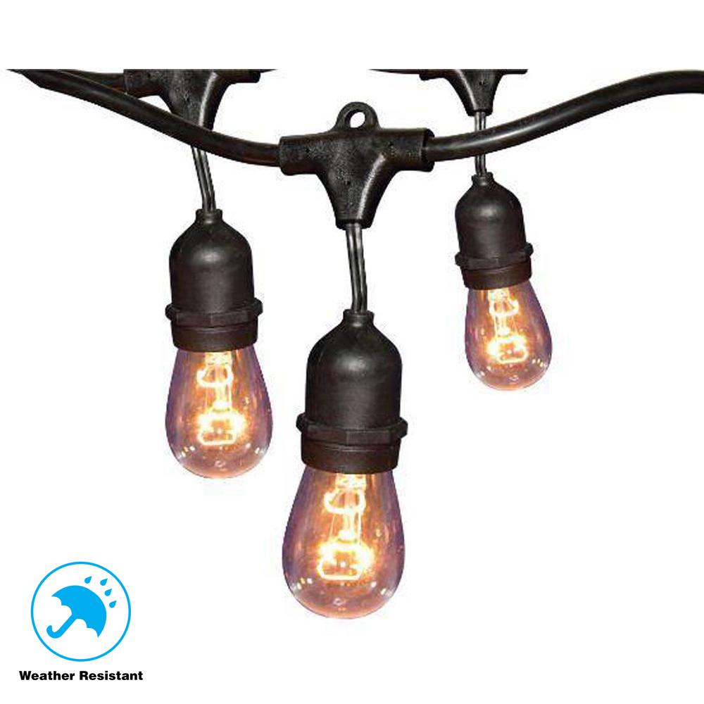 Hampton Bay 12 Light 24 Ft Black Commercial String 2 Pack Gls 14j2 E26s The Home Depot 24 Ft Black Commercial String Light, Home Depot Garden Lights String