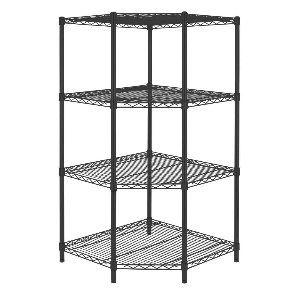 HDX 4 Shelf Steel Corner Shelving Unit in BlackSLCSUS114P The Home